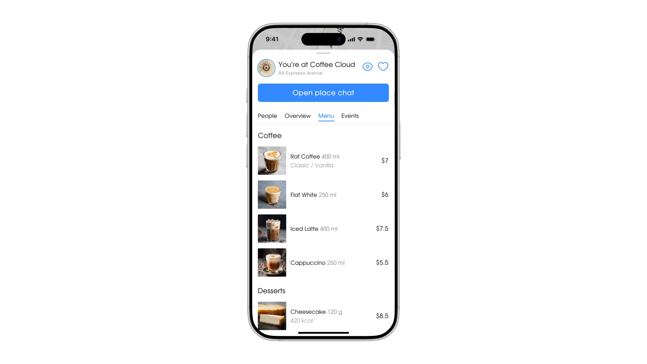 Menu / Services tab, image 1