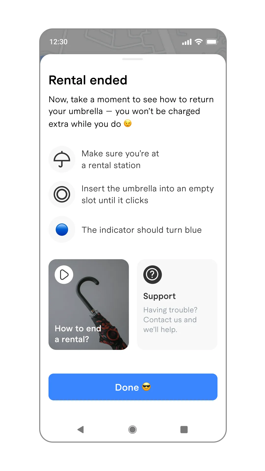 Returning an umbrella, image 1, slide 1